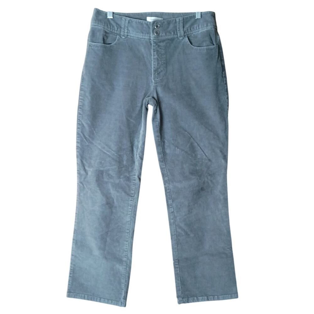 Christopher Banks Women 8 Gray Corduroy Stretch Mid Rise Straight Leg Pants